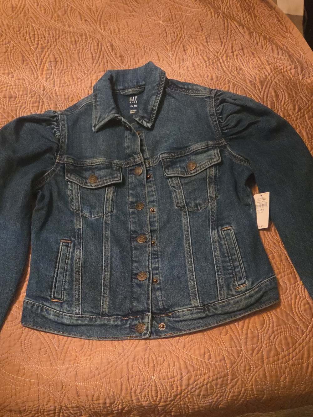 GAP Blue Denim Jacket with Subtle Puff Shoulders